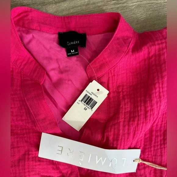 NWT Lumiere Short Sleeve babydoll dress - bright pink - Sz Medium - lined - Picture 5 of 5